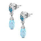 GP Art Déco Kollektion - Himmelblaue Topas, Neon Apatit Ohrringe, 925 Silber platiniert ca. 8.26 ct