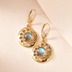 GP Bella Italia Kollektion - Giuseppe Perez Labradorit, Kanchanaburi Blauer Saphir Ohrringe, 925 Silber Gelbgold Vermeil ca. 5.20 ct