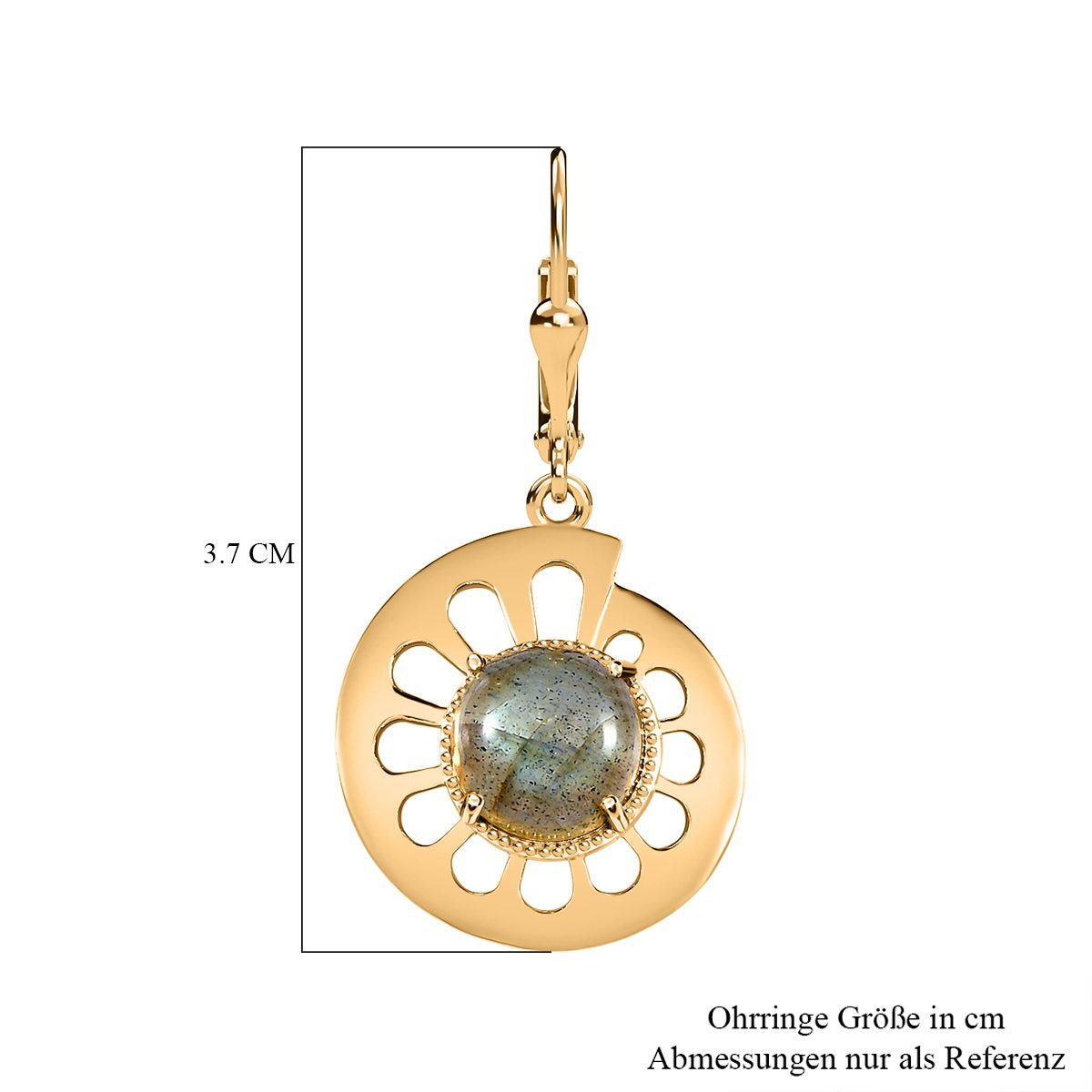 GP Bella Italia Kollektion - Giuseppe Perez Labradorit, Kanchanaburi Blauer Saphir Ohrringe, 925 Silber Gelbgold Vermeil ca. 5.20 ct