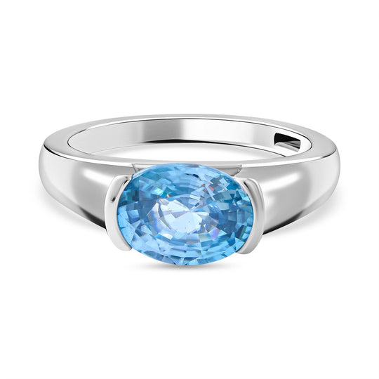 Kambodschanischer, blauer Zirkon Ring, 925 Silber platiniert (Größe 20.00), ca. 3.00 ct