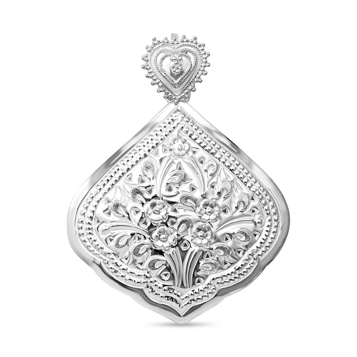 Anhänger mit Blumenmuster, 925 Silber rhodiniert, ca. 9,70g