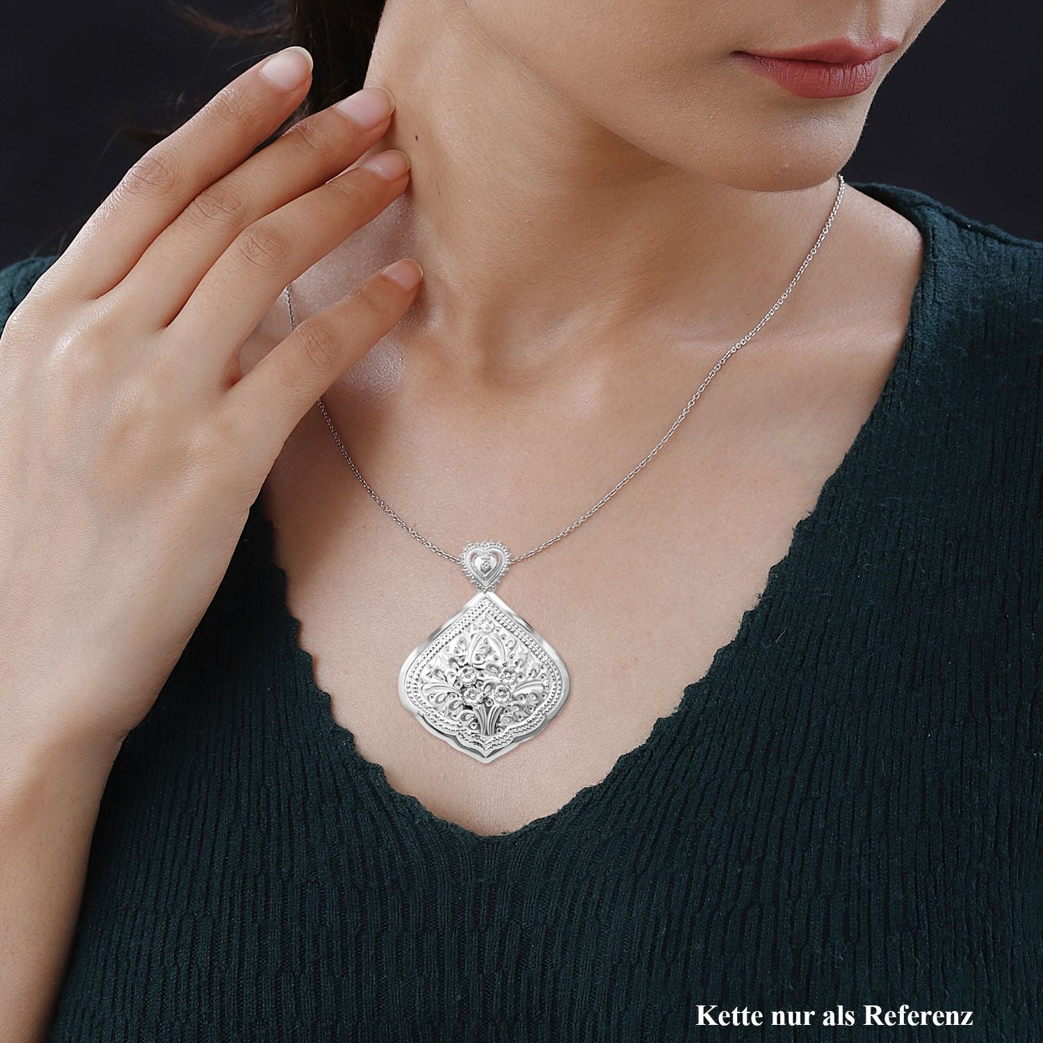 Anhänger mit Blumenmuster, 925 Silber rhodiniert, ca. 9,70g