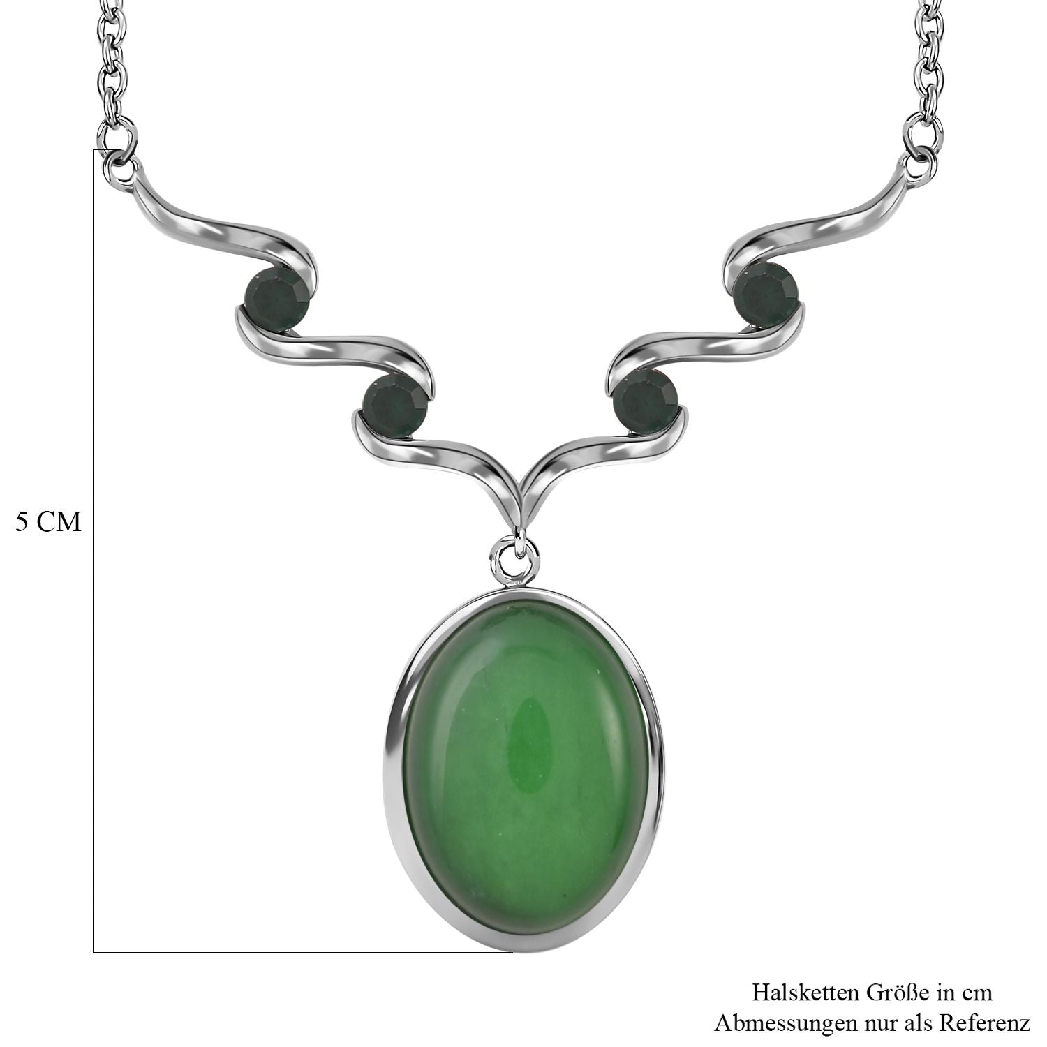 Grünes Aventurin, Neongrünes Kristall Collier, ca. 50 cm, Edelstahl ca. 10.00 ct