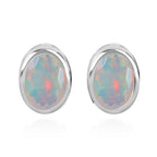 Natürliche, äthiopische Welo Opal-Ohrringe, 925 Silber platiniert ca. 0.96 ct