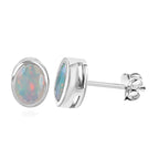 Natürliche, äthiopische Welo Opal-Ohrringe, 925 Silber platiniert ca. 0.96 ct