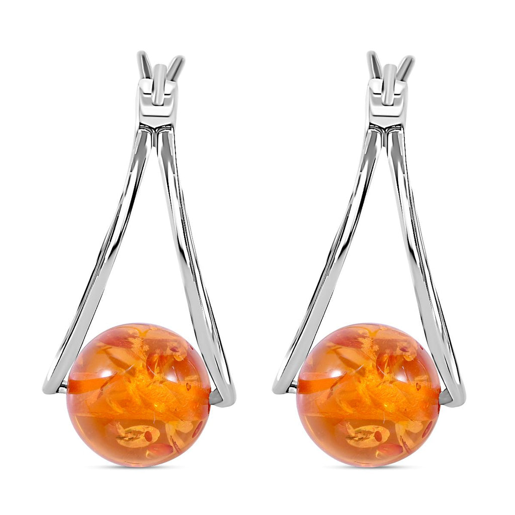 Natürlicher, baltischer Bernstein Ohrringe 925 Silber rhodiniert ca. 0,50 ct