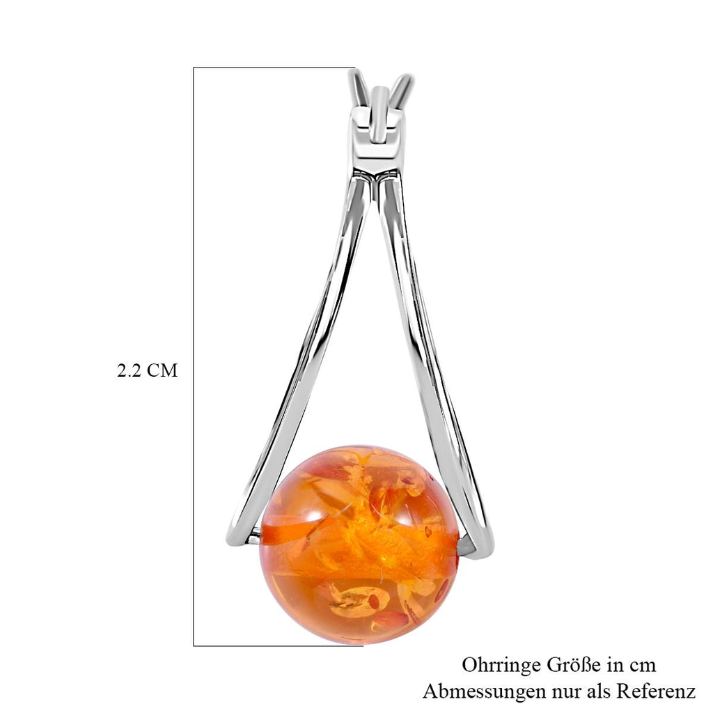 Natürlicher, baltischer Bernstein Ohrringe 925 Silber rhodiniert ca. 0,50 ct
