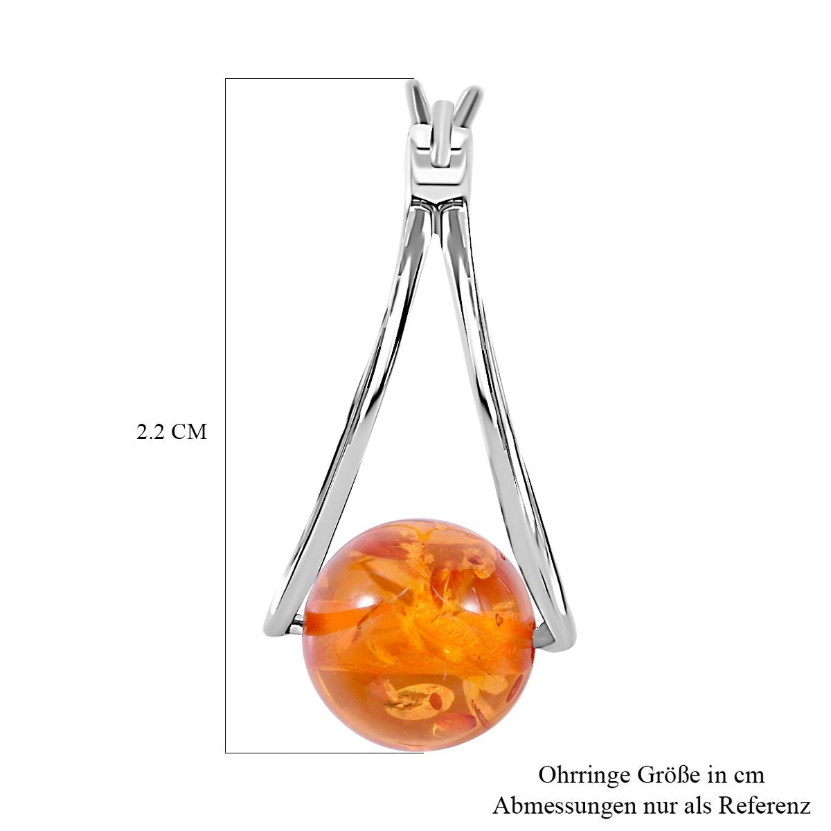 Natürlicher, baltischer Bernstein Ohrringe 925 Silber rhodiniert ca. 0,50 ct