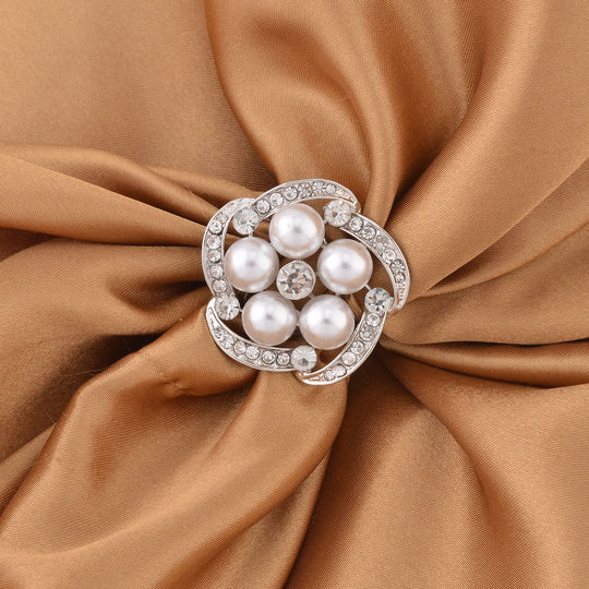 Kunststoff Perle und weißer Kristall Ring, Legierung