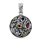 Royal Bali - Roter Granat, Himmelblauer Topas Anhänger 925 Silber ca. 1.50 ct