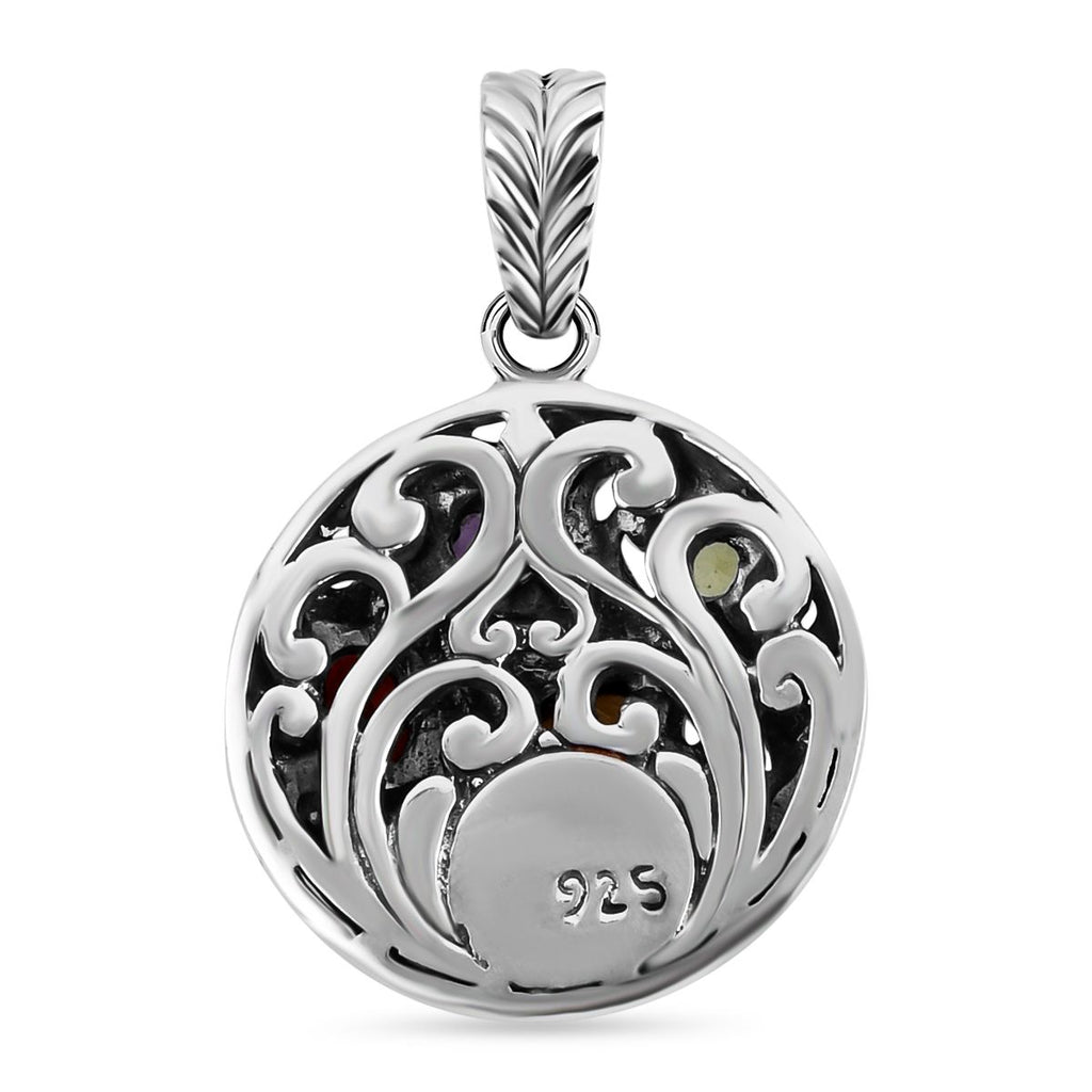 Royal Bali - Roter Granat, Himmelblauer Topas Anhänger 925 Silber ca. 1.50 ct
