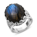 Royal Bali - Labradorit Ring 925 Silber (Größe 17.00) ca. 15,50 ct