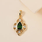 Natürlicher Chromdiopsid und weißer Zirkon Anhänger, 925 Silber vergoldet ca. 1.36 ct