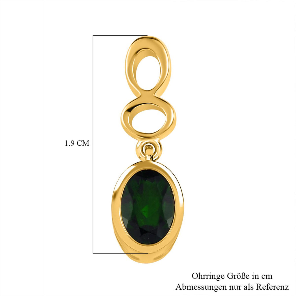 Natürlicher Chromdiopsid Ohrringe, 925 Silber vergoldet, ca. 1.65 ct