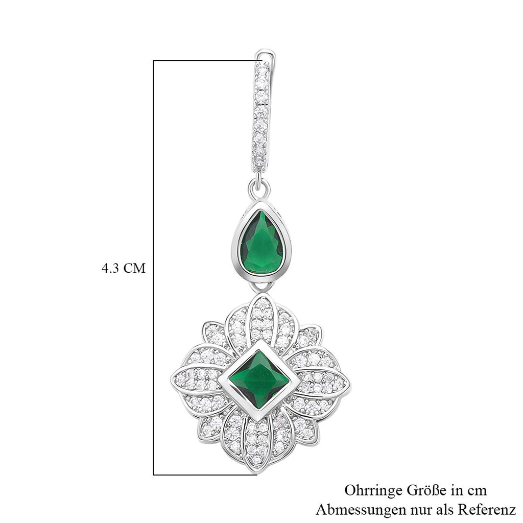 Grüne und weiße Zirkonia Ohrringe, Messing, ca. 1.80 ct