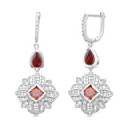 Rote und weiße Zirkonia Ohrringe, Messing, ca. 1.80 ct
