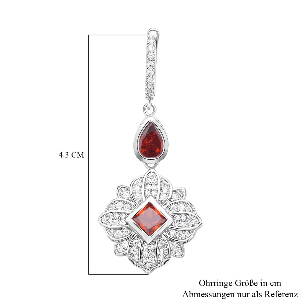 Rote und weiße Zirkonia Ohrringe, Messing, ca. 1.80 ct