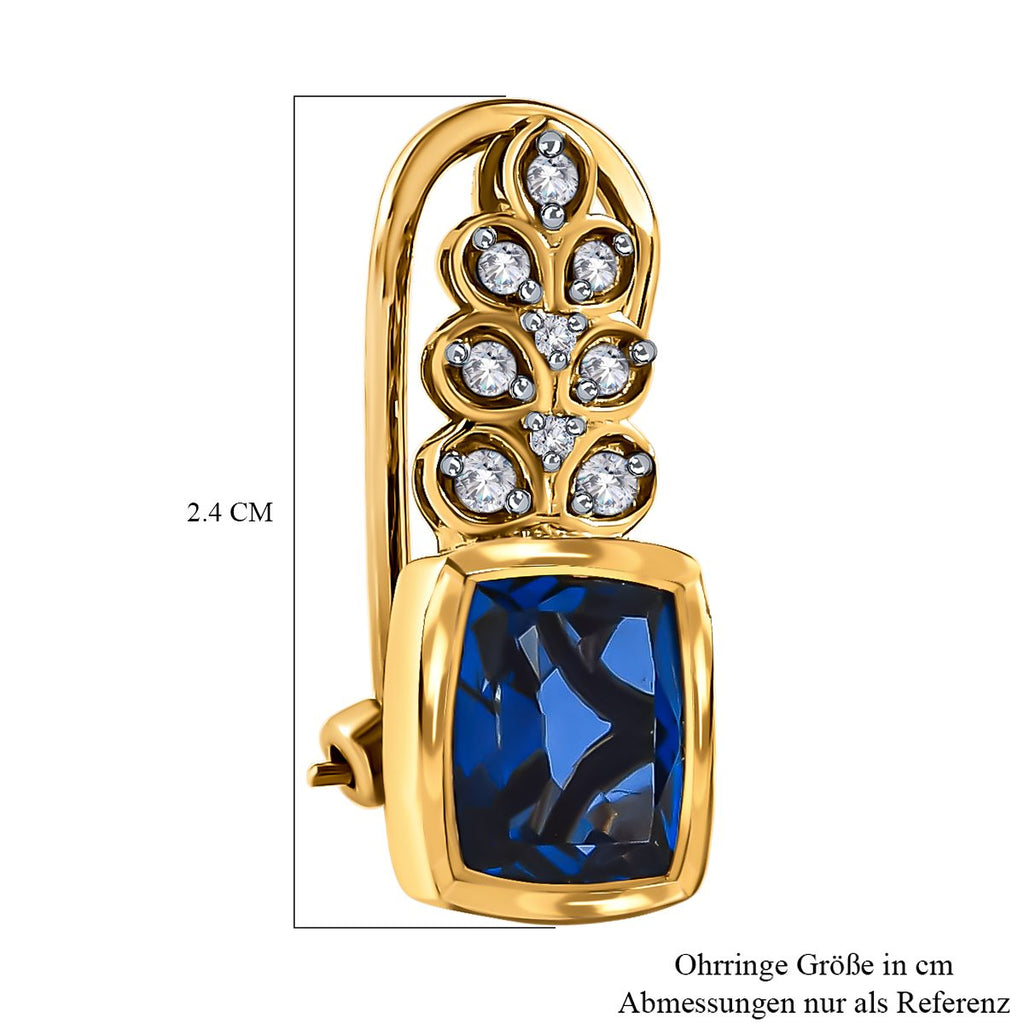 Ceylon Farbe Quarz, weiße Zirkon Ohrringe, 925 Silber vergoldet ca. 5.14 ct
