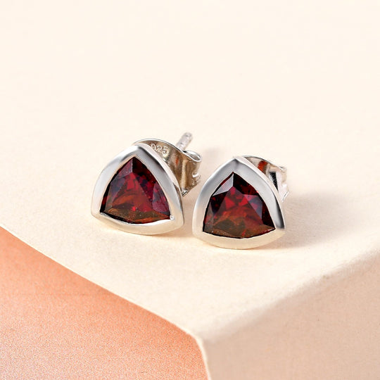 Natürliche Mosambik Granat Ohrringe, 925 Silber platiniert ca. 1.80 ct