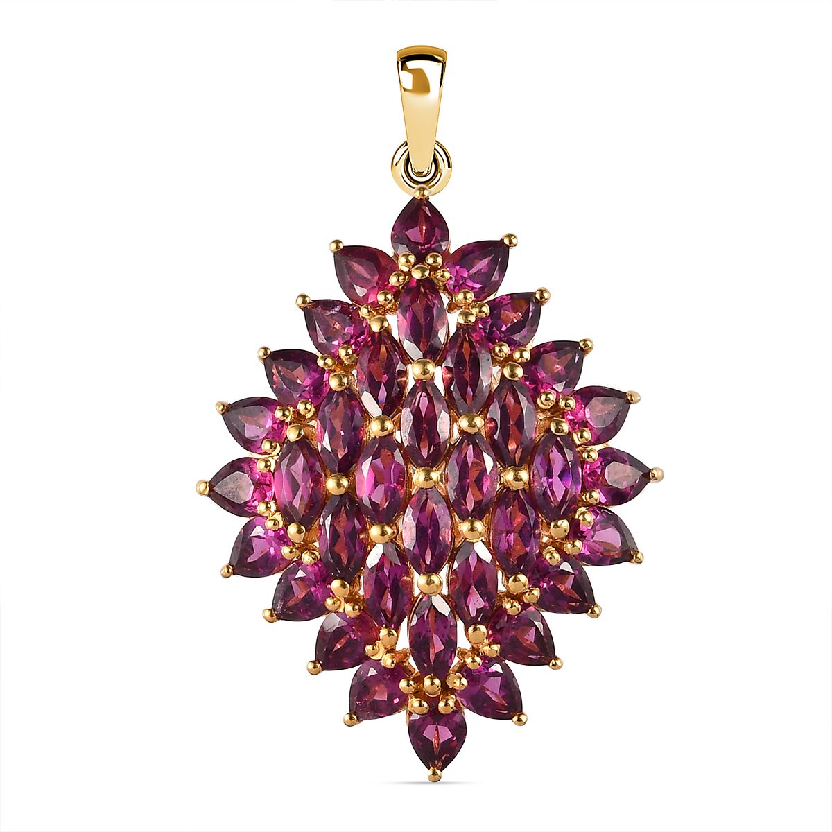 Rhodolith Granat Anhänger, 925 Silber vergoldet, ca. 6.78 ct