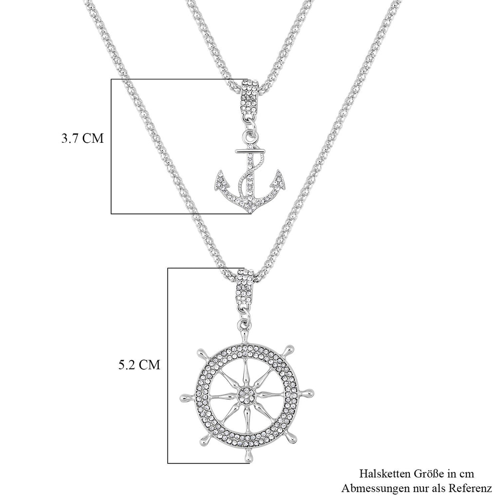 2er Set - Weiße Kristall Halskette, ca. 50 cm