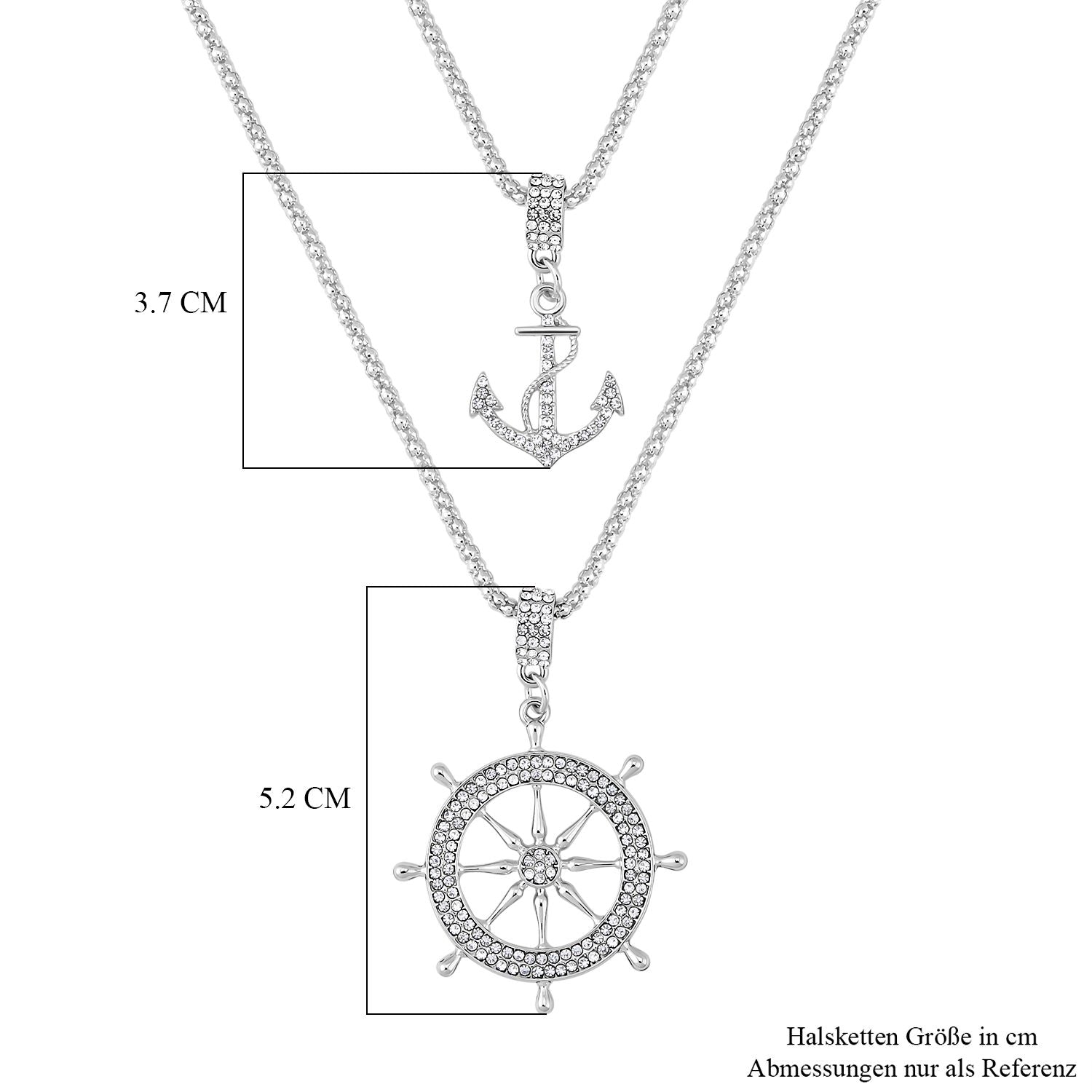 2er Set - Weiße Kristall Halskette, ca. 50 cm