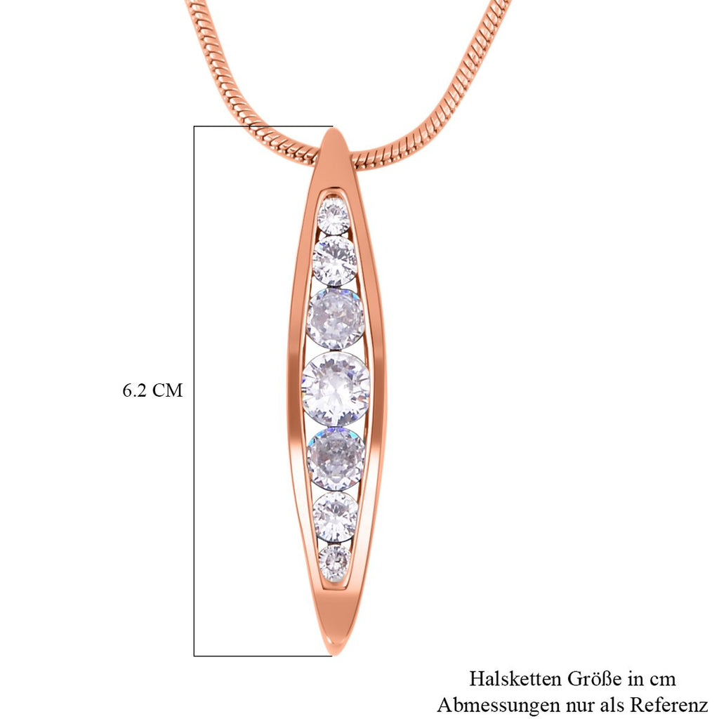 Weiße Zirkonia Halskette, ca. 70 cm, roséfarben