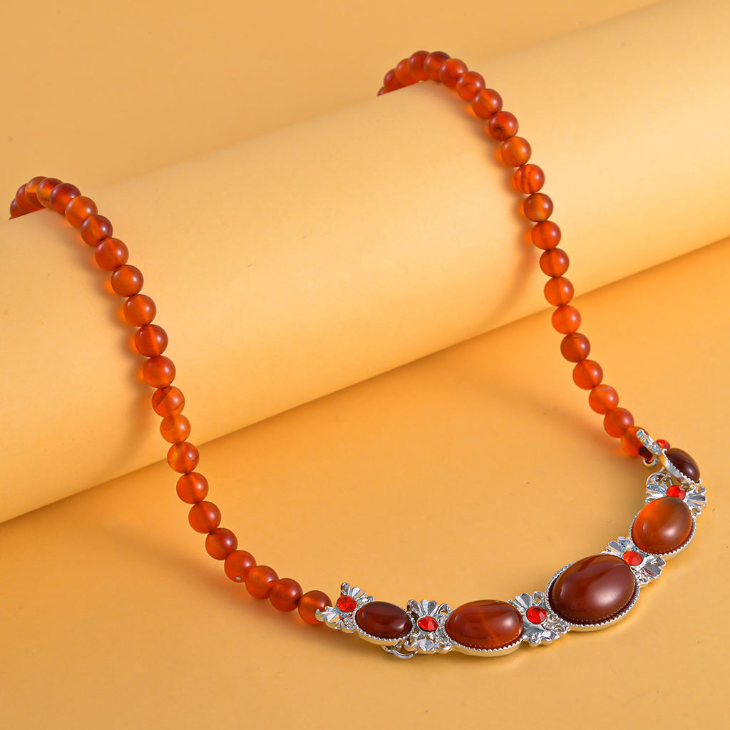 Rote Achat Halskette, ca. 45 cm, ca. 120,00 ct