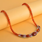 Rote Achat Halskette, ca. 45 cm, ca. 120,00 ct
