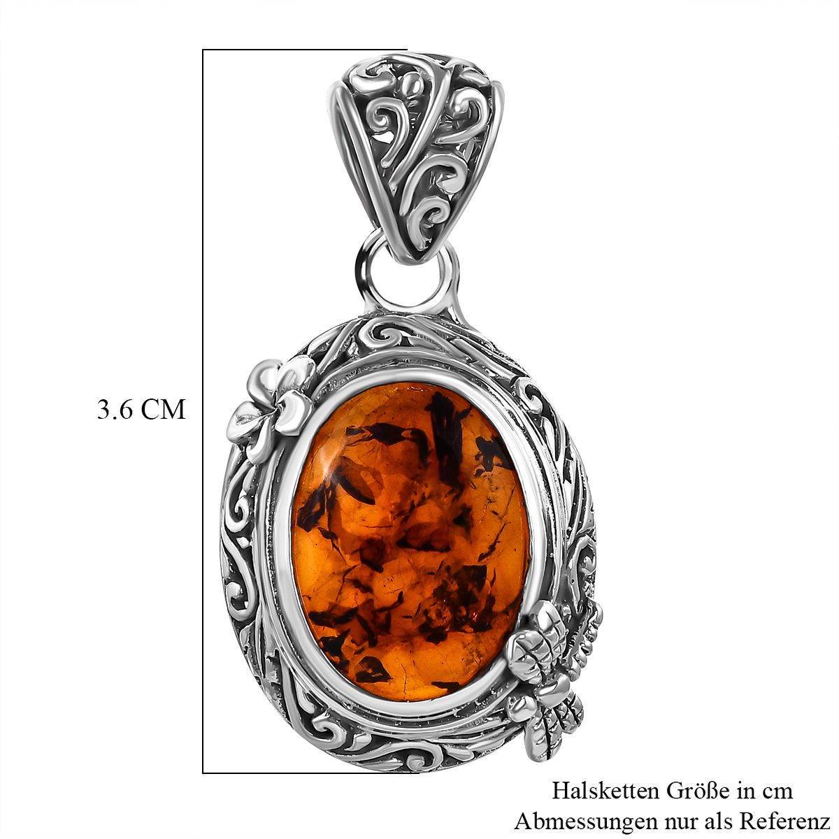 Royal Bali - Bernstein Anhänger, 925 Silber ca. 3.50 ct