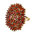 Natürlicher Mosambik Granat Ring, 925 Silber vergoldet, (Größe 17.00) ca. 11.88 ct