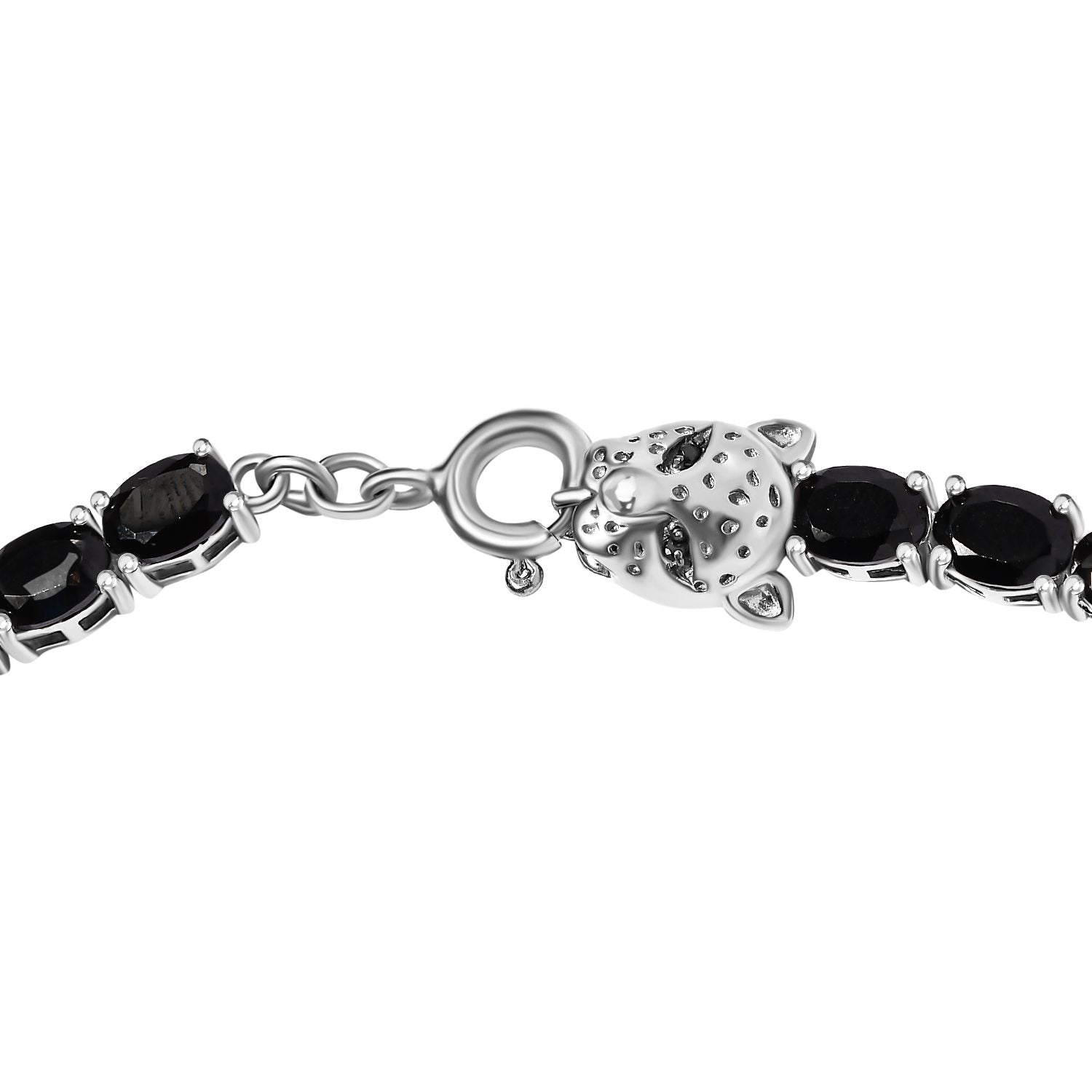 Schwarzer Spinell Halskette ca. 45 cm 925 Silber platiniert ca. 54.99 ct