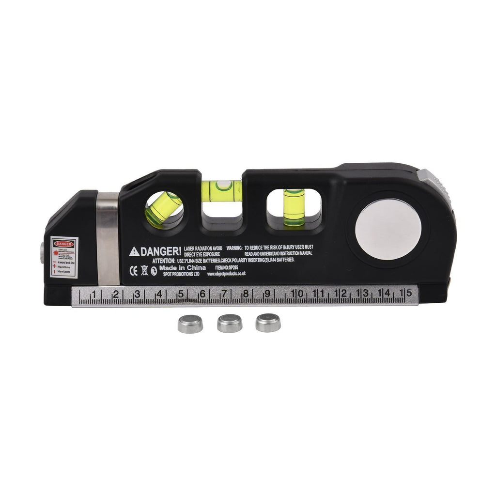 Multifunktionales Laser-Wasserwaage-Set mit Maßband, 3 Libellen & 3 Laserlinienmodi, inkl. Batterien, 18,8x3,5x6,3 cm