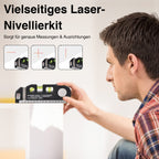 Multifunktionales Laser-Wasserwaage-Set mit Maßband, 3 Libellen & 3 Laserlinienmodi, inkl. Batterien, 18,8x3,5x6,3 cm