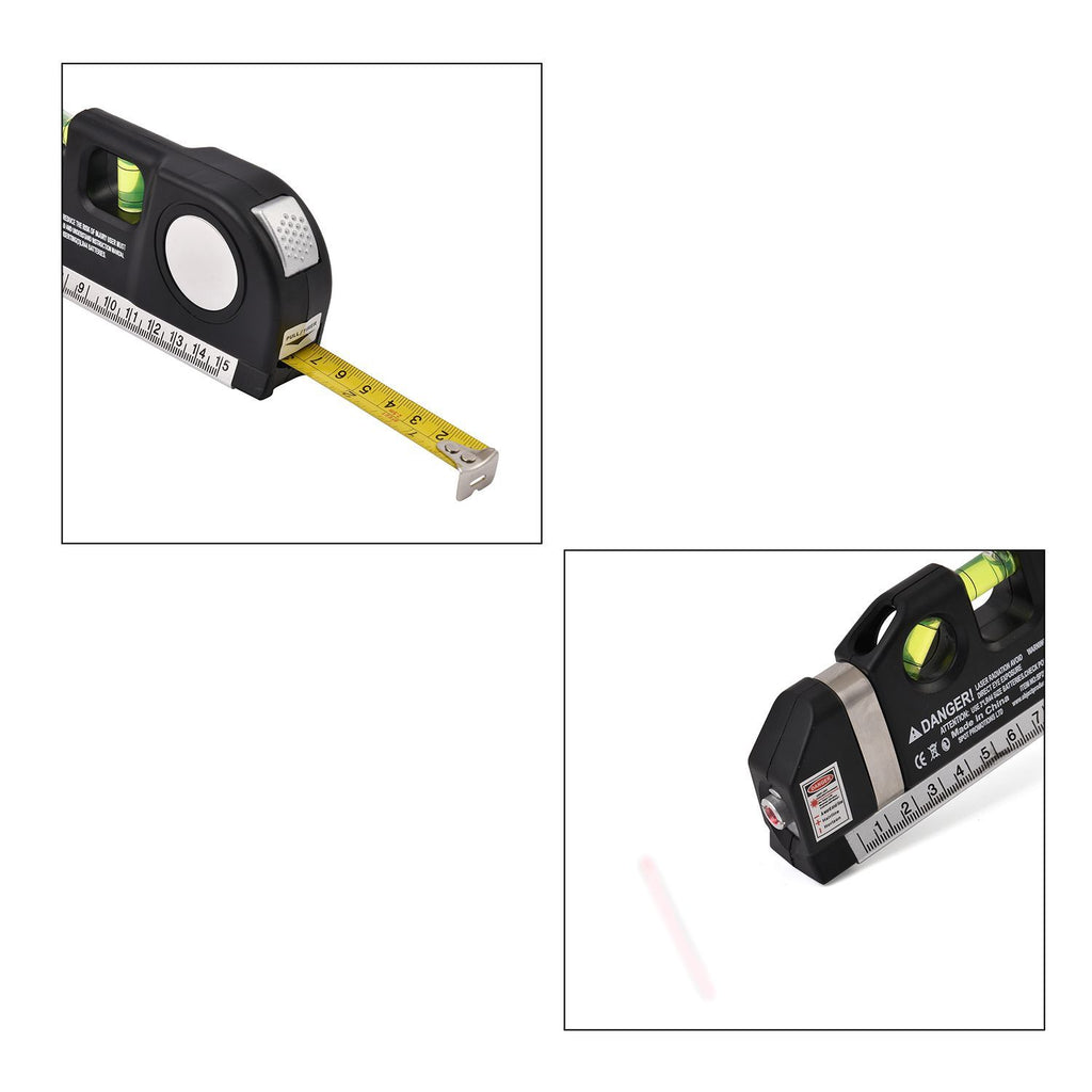 Multifunktionales Laser-Wasserwaage-Set mit Maßband, 3 Libellen & 3 Laserlinienmodi, inkl. Batterien, 18,8x3,5x6,3 cm
