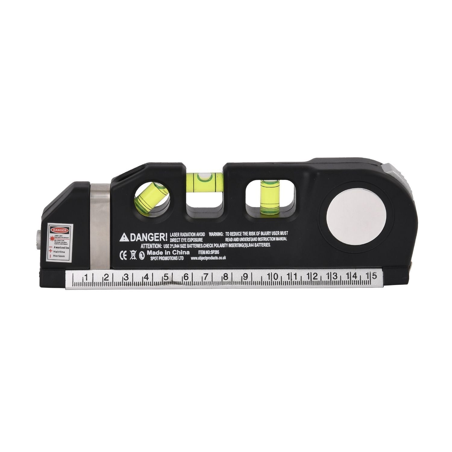 Multifunktionales Laser-Wasserwaage-Set mit Maßband, 3 Libellen & 3 Laserlinienmodi, inkl. Batterien, 18,8x3,5x6,3 cm