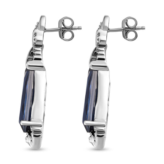 Ceylon farbene Quarz Ohrringe, 925 Silber platiniert ca. 6.90 ct