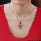 Rhodolith Granat Anhänger, 925 Silber platiniert ca. 3.18 ct
