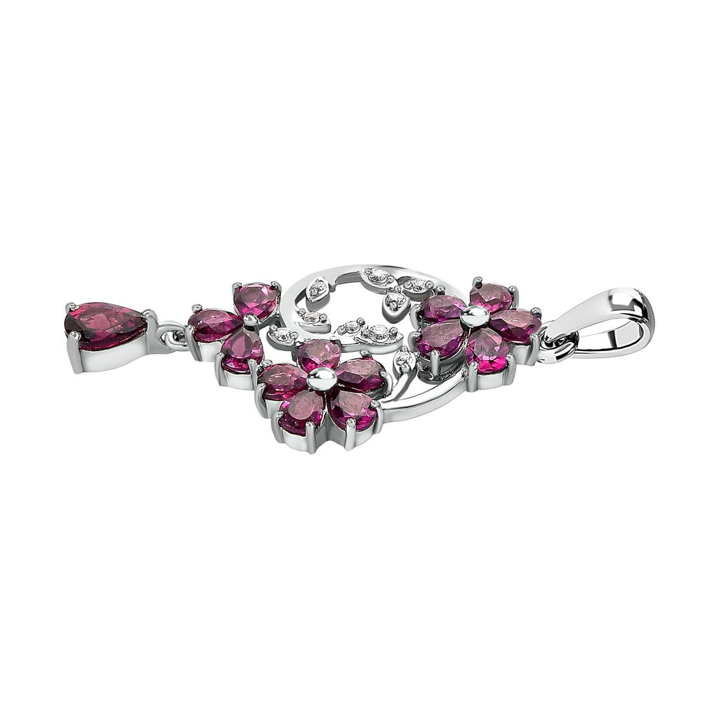 Rhodolith Granat Anhänger, 925 Silber platiniert ca. 3.18 ct