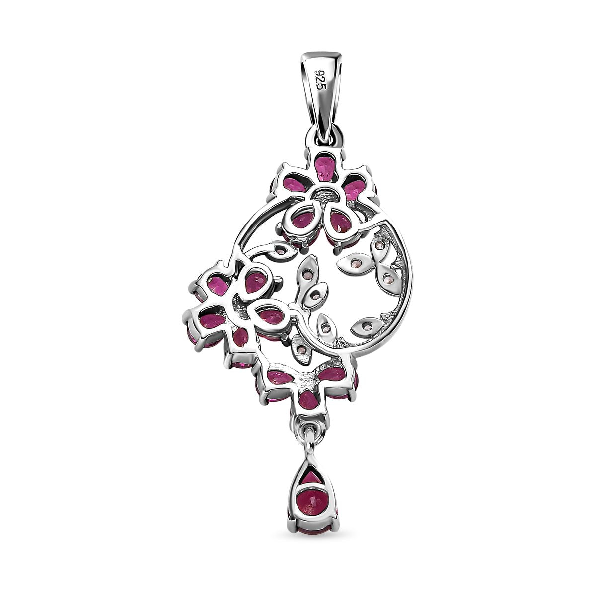 Rhodolith Granat Anhänger, 925 Silber platiniert ca. 3.18 ct