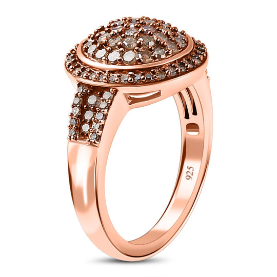 Natürlicher Champagner Diamant Ring 925 Silber Roségold Vermeil (Größe 21.00) ca. 0.75 ct