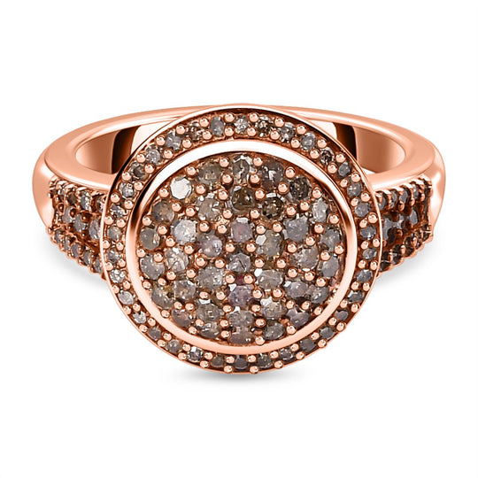 Natürlicher Champagner Diamant Ring 925 Silber Roségold Vermeil (Größe 21.00) ca. 0.75 ct