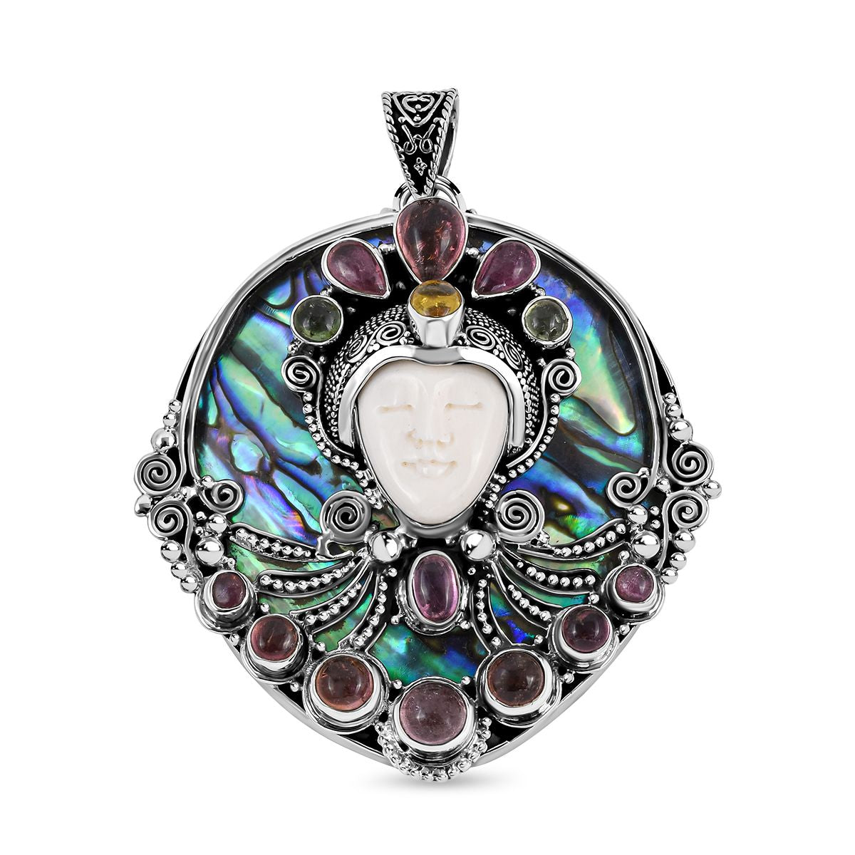 Royal Bali Kollektion - Mehrfach-Turmalin Anhänger, 925 Silber ca. 13,23 ct