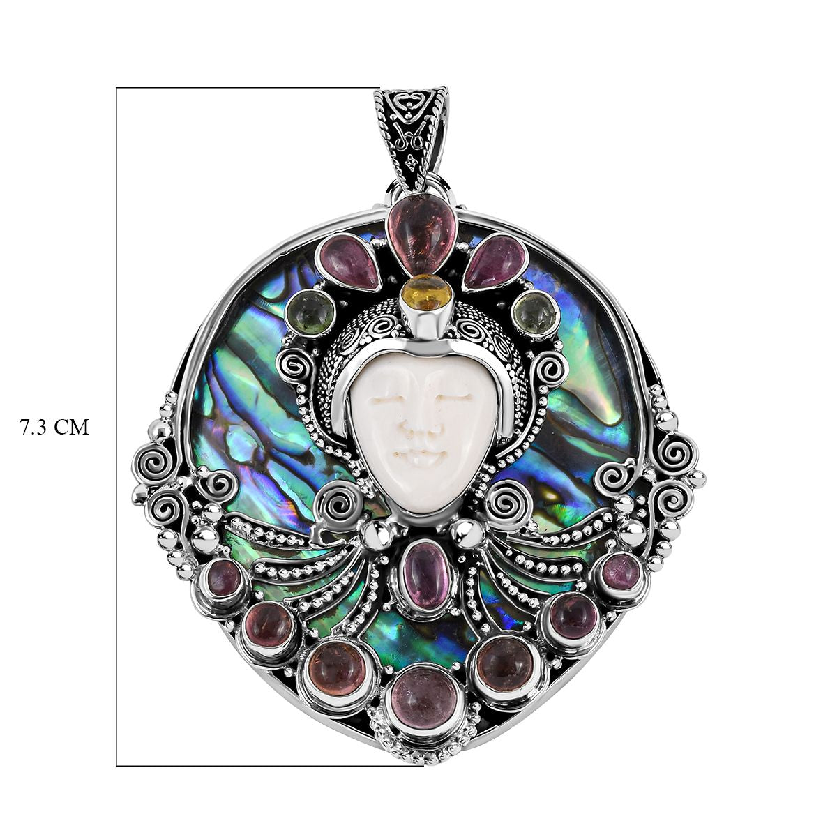 Royal Bali Kollektion - Mehrfach-Turmalin Anhänger, 925 Silber ca. 13,23 ct