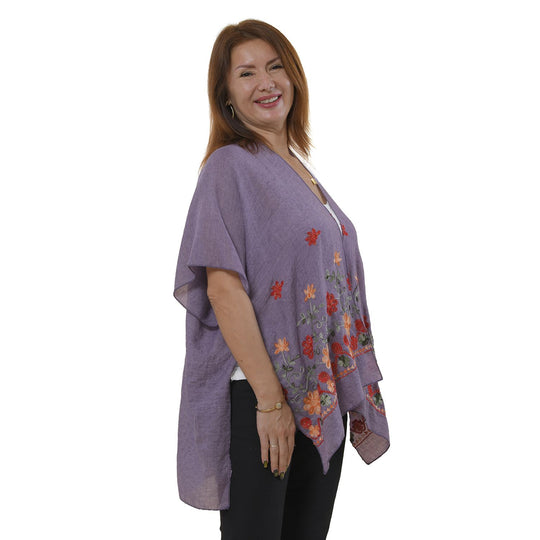 TAMSY - bedruckter Kimono, One Size, lila floral