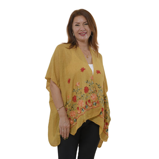 TAMSY - bedruckter Kimono, One Size, gelb floral