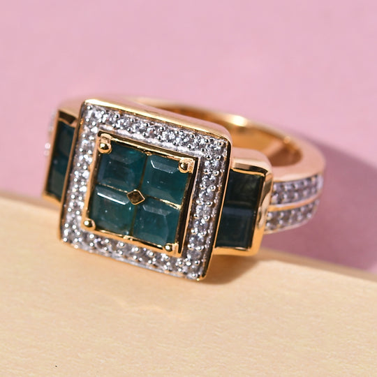 Grandidierit und Zirkon-Ring, 925 Silber Gelbgold Vermeil (Größe 20.00) ca. 1.58 ct