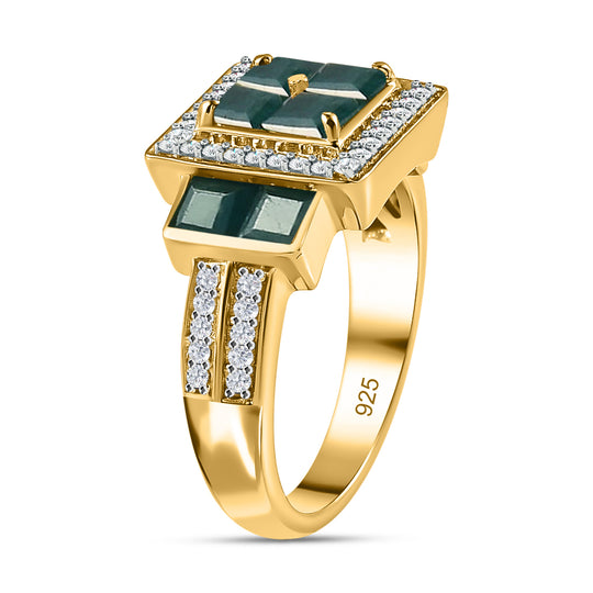 Grandidierit und Zirkon-Ring, 925 Silber Gelbgold Vermeil (Größe 20.00) ca. 1.58 ct