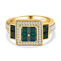 Grandidierit und Zirkon-Ring, 925 Silber Gelbgold Vermeil (Größe 20.00) ca. 1.58 ct