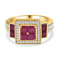 Afrikanischer Rubin-Ring, (Fissure gefüllt), 925 Silber Gelbgold Vermeil (Größe 19.00) ca. 2.78 ct